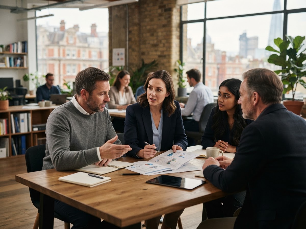 Natrioxa team reviewing long-term financial planning data
